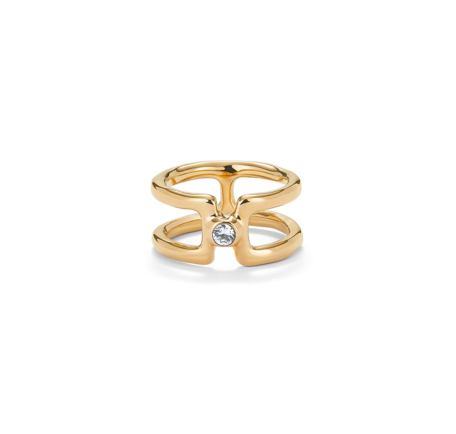 18k Gold Plated Ser Indomable White Ring ANI0816BLNOROUNOde50ANI0816BLNORO12