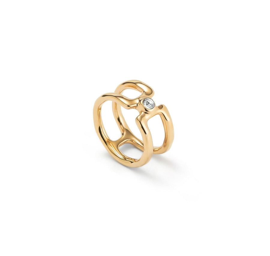 18k Gold Plated Ser Indomable White Ring ANI0816BLNORO