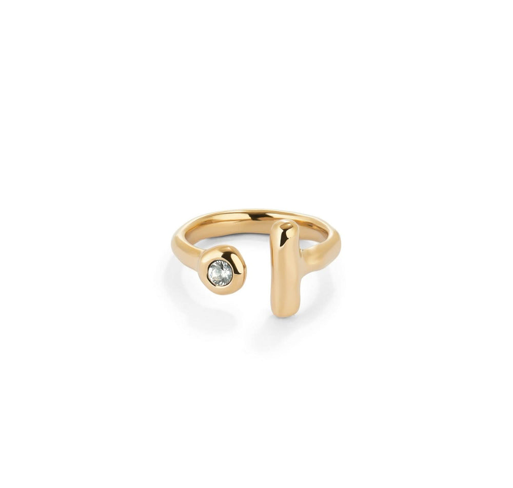 18k Gold Plated Ser Indomable White Ring ANI0817BLNORO