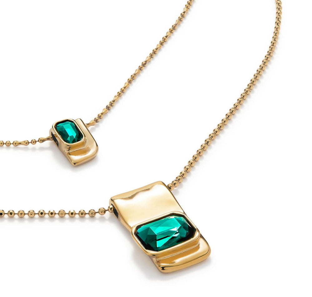 18k Gold Plated Ser Magnetica Green Chain COL1957VRDORO0U