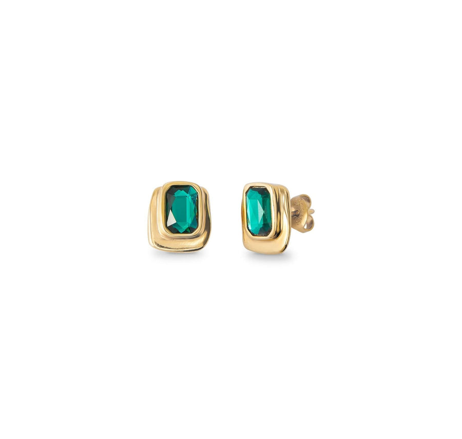 18k Gold Plated Ser Magnetica Green Earrings PEN0973VRDORO0U