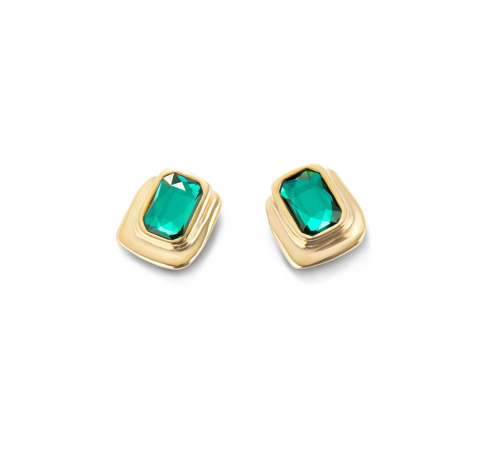 18k Gold Plated Ser Magnetica Green Earrings PEN0973VRDORO0U