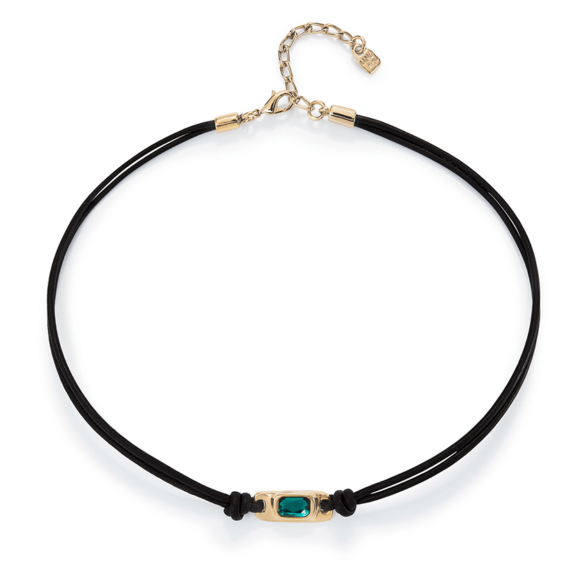 18k Gold Plated Ser Magnetica Green Necklace COL1966VRDORO0U