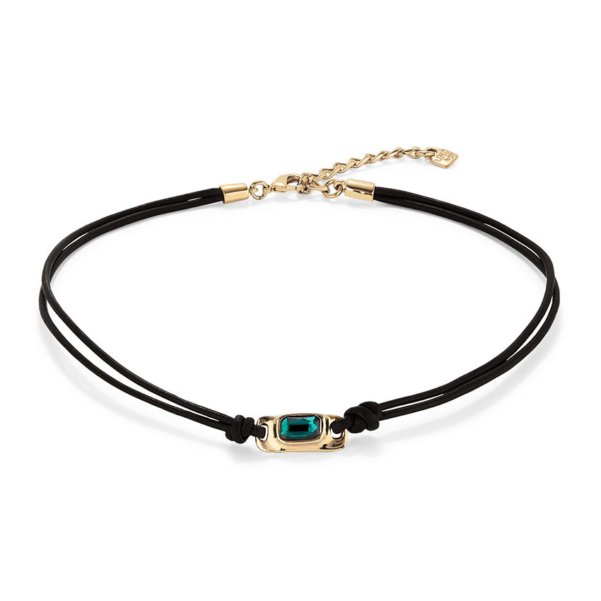 18k Gold Plated Ser Magnetica Green Necklace COL1966VRDORO0U