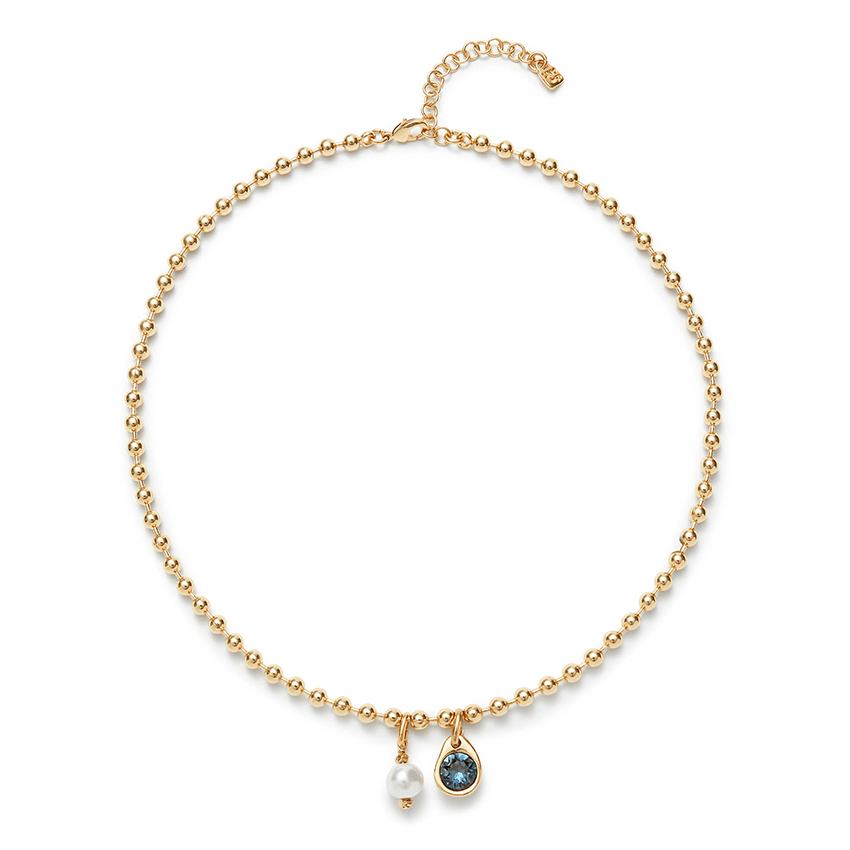 18k Gold Plated Ser Unico Blue Charm Necklace COL2015AZOORO0U