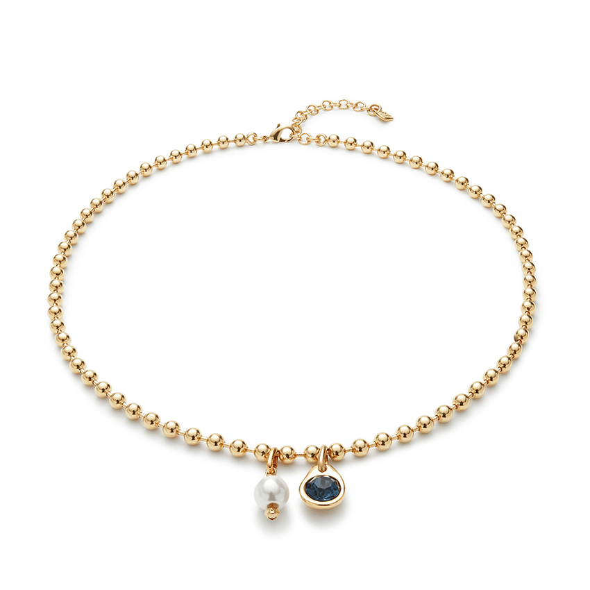 18k Gold Plated Ser Unico Blue Charm Necklace COL2015AZOORO0U
