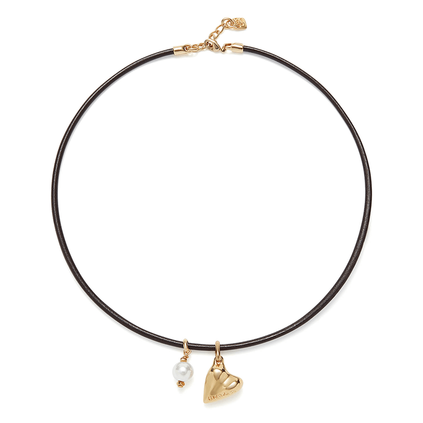 18k Gold Plated Ser Unico Brown Charm Necklace COL2014MARORO0U