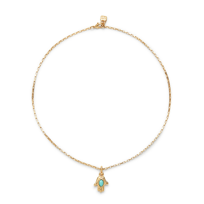 18k Gold Plated Ser Unico Turquoise Charm Necklace COL2016TQSORO0U