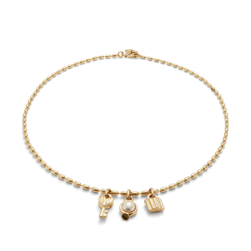 18k Gold Plated Ser Unico White Charm Necklace COL2017BPLORO0U