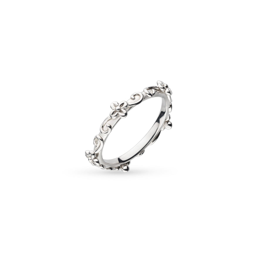 Kit Heath Blossom Flyte Honey Flower Rhodium Plated Narrow Band Ring 20330RP