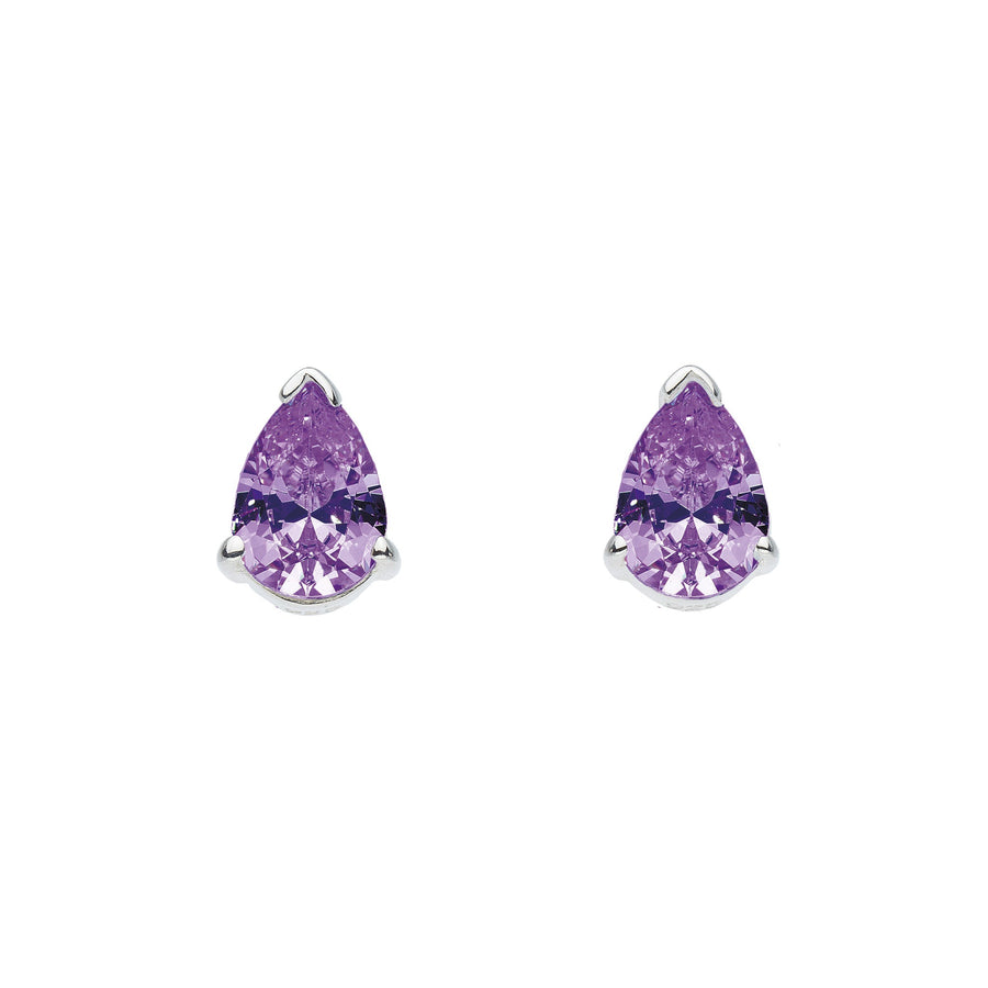 Dew Amethyst Teardrop Stud Earrings 32923AM