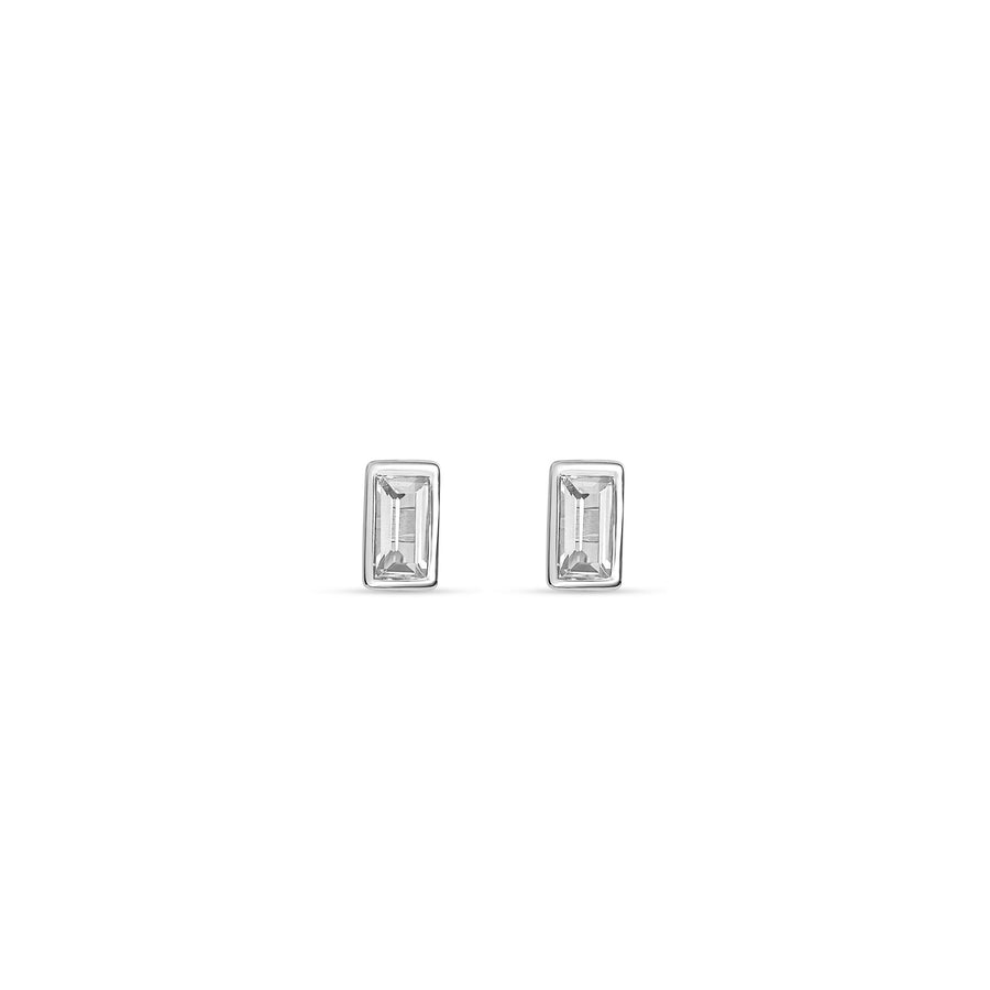 Dew Baguette 2x5mm Zirconia Framed Stud Earrings 32926CZ