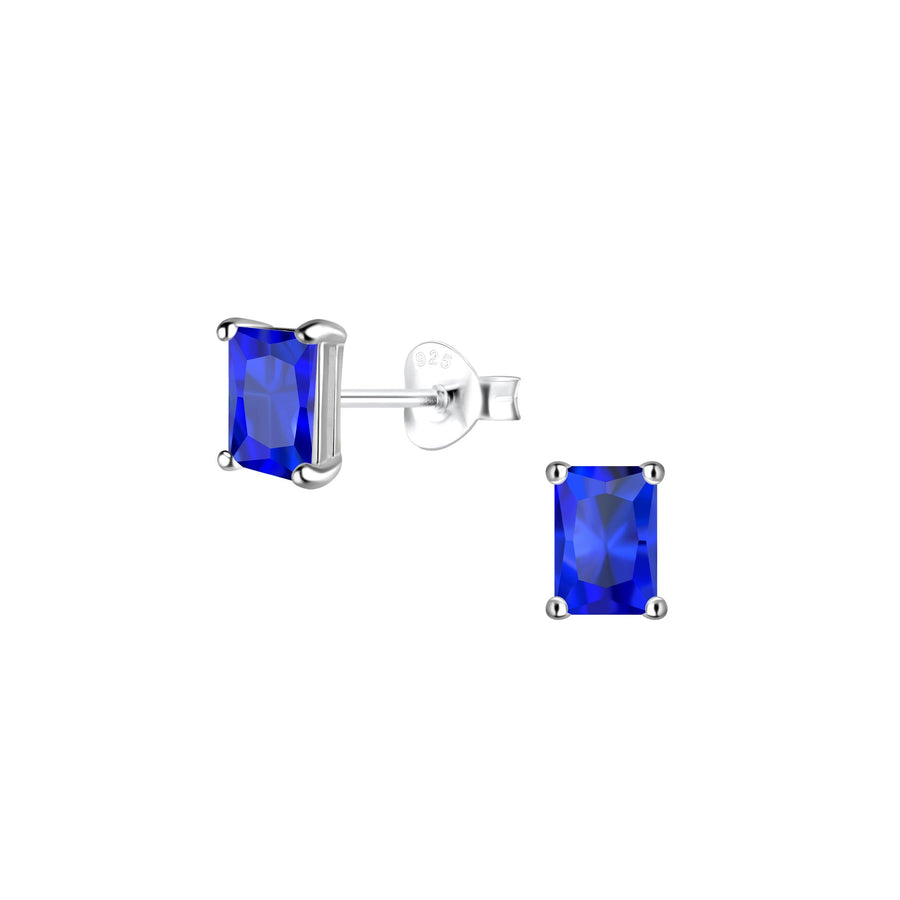 Dew Baguette 4x6mm Blue Zirconia Stud Earrings 32927BLZ