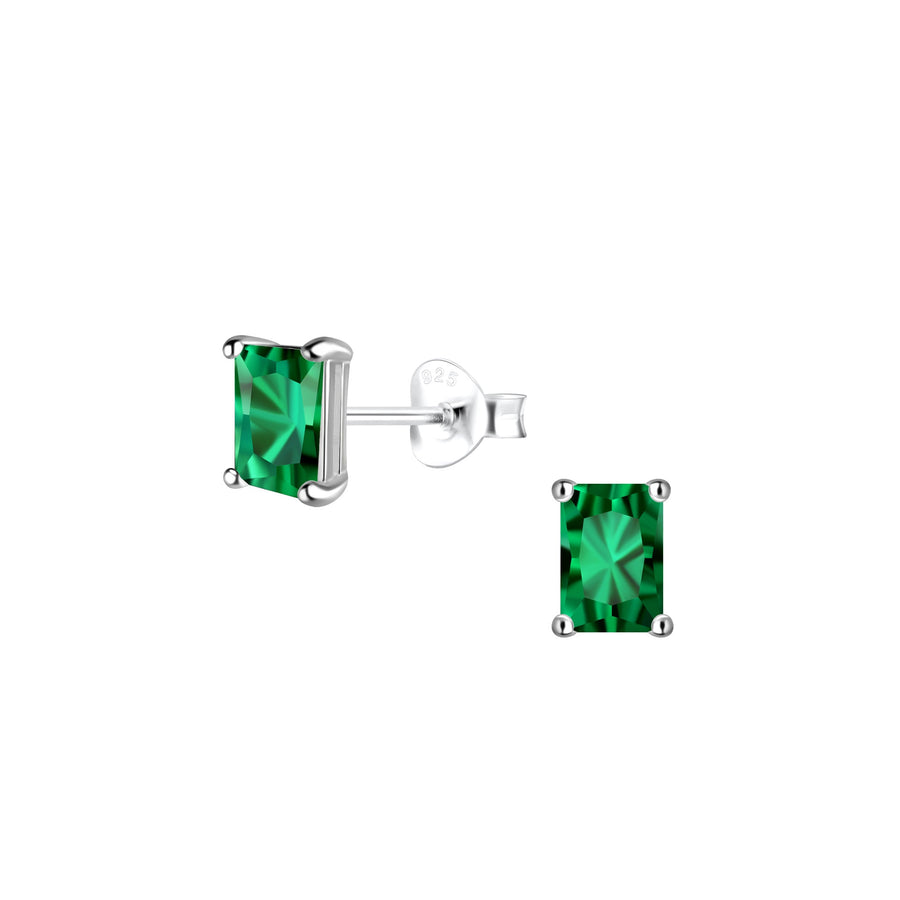 Dew Baguette 4x6mm Green Zirconia Stud Earrings 32927GRZ