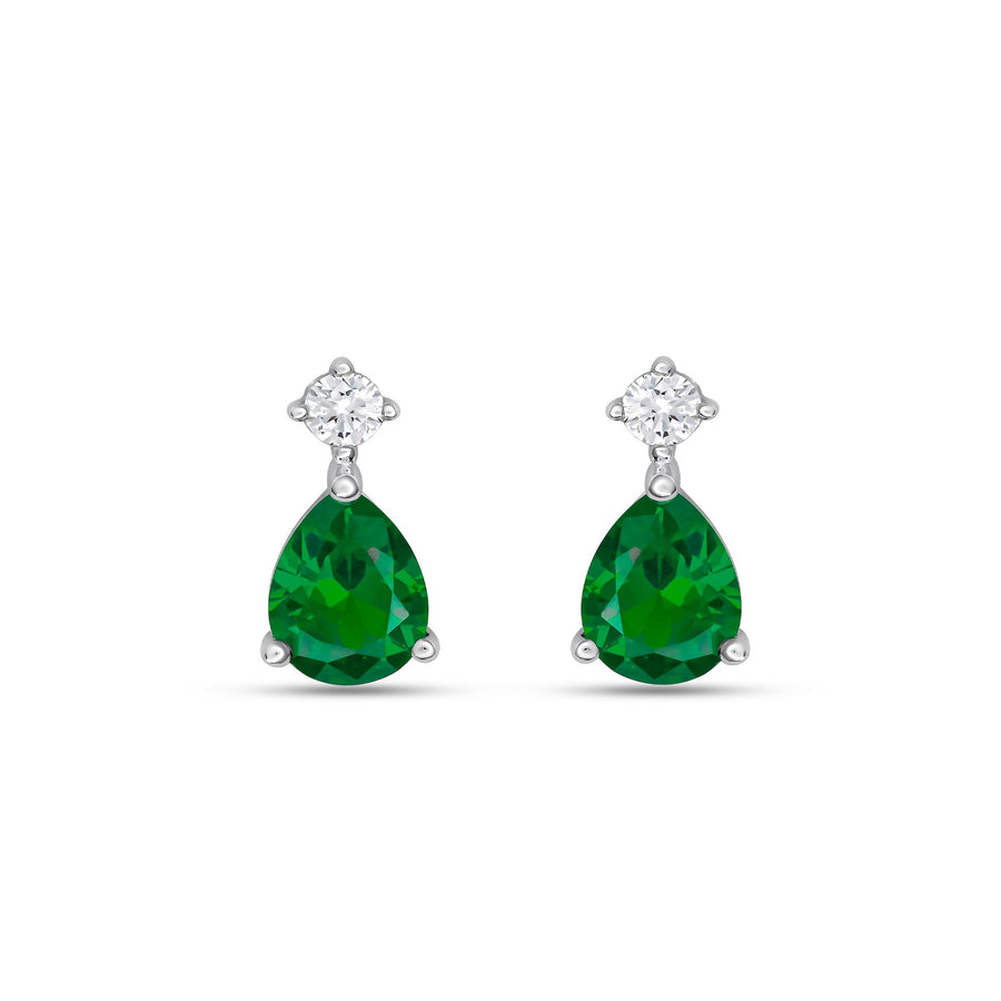 Dew Emerald Zirconia Teardrop Stud Earrings 32931SEZ