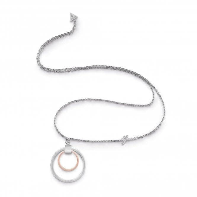 32"Chain Circles Silver Rose Gold Necklace UBN29033