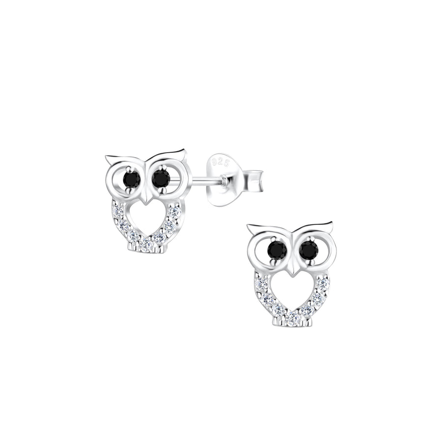 Dew Zirconia Owl Stud Earrings 34849CZ