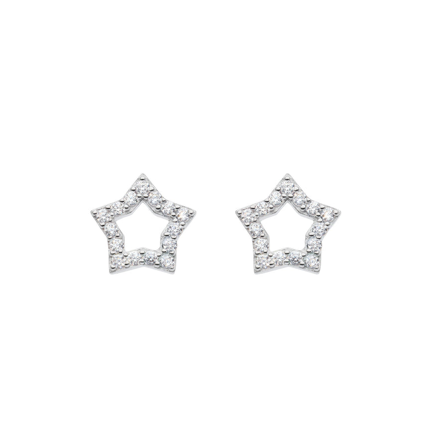 Dew Zirconia Open Star Stud Earrings 34870CZ