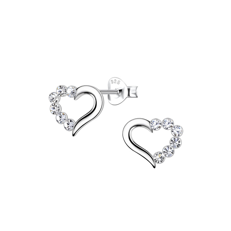 Dew Clear Crystal Heart Stud Earrings 35867CC