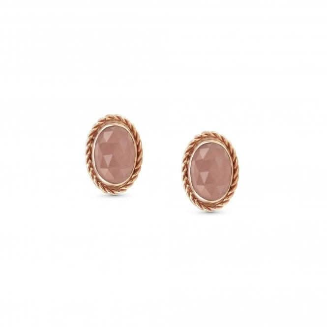 375 Gold Oval Rich Stones Apricot Chalcedony Earrings 027820/039