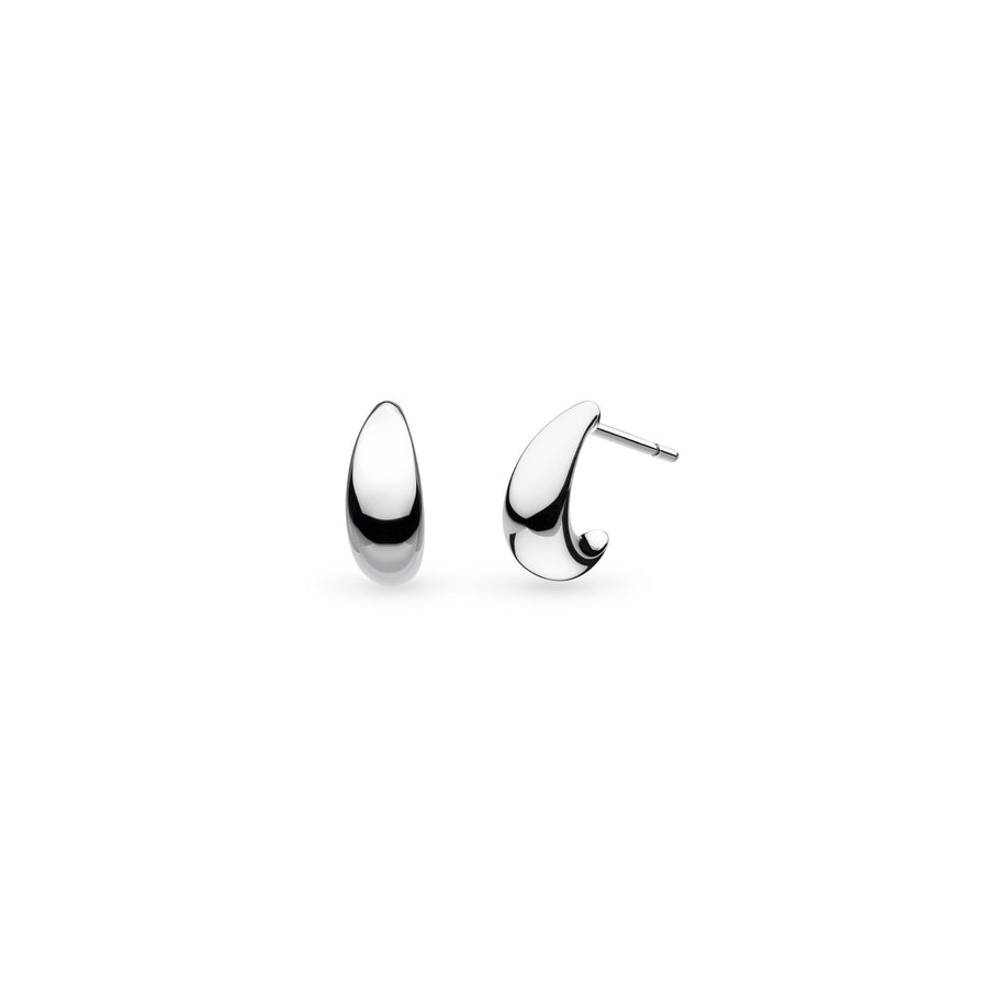 Kit Heath Coast Pebble Smooth Rhodium Plated Semi Hoop Stud Earrings 40152RP