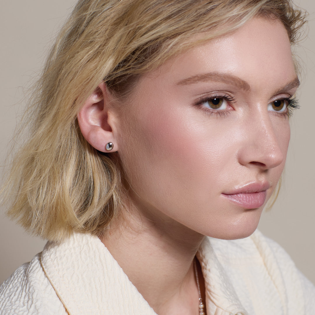 Kit Heath Coast Tumble Rhodium Plated Domed Stud Earrings 40195RP