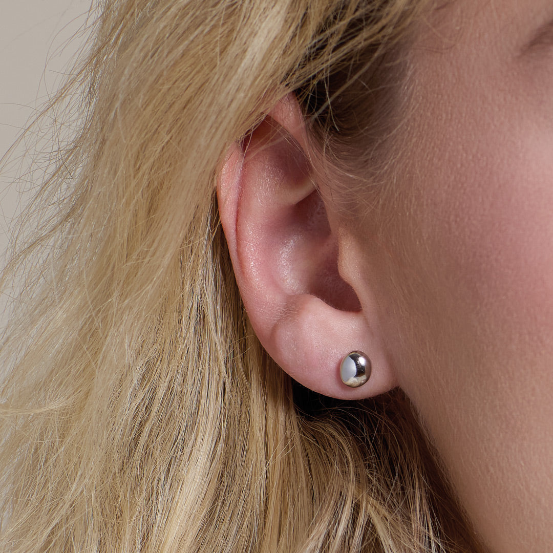 Kit Heath Coast Tumble Rhodium Plated Domed Stud Earrings 40195RP