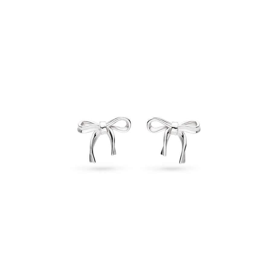 Kit Heath Serenity Ribbon Bow Rhodium Plated Dainty Stud Earrings 41187RP