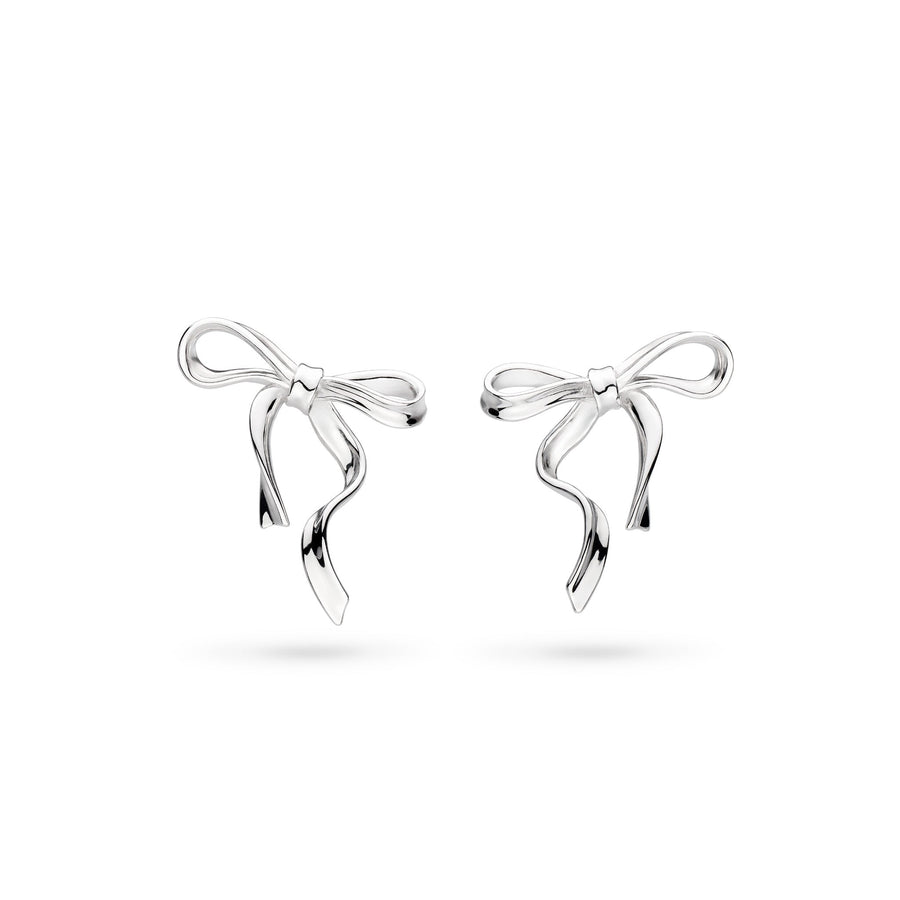 Kit Heath Serenity Ribbon Bow Rhodium Plated Stud Earrings 41188RP