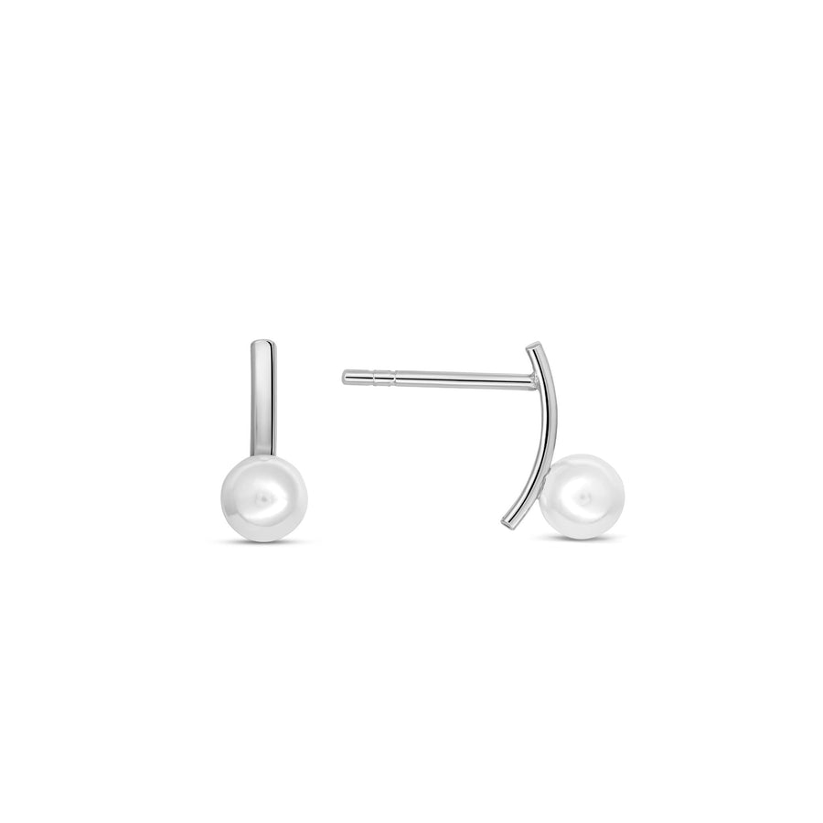 Dew 5mm Shell Pearl Curved Bar Stud Earrings 53107SHP