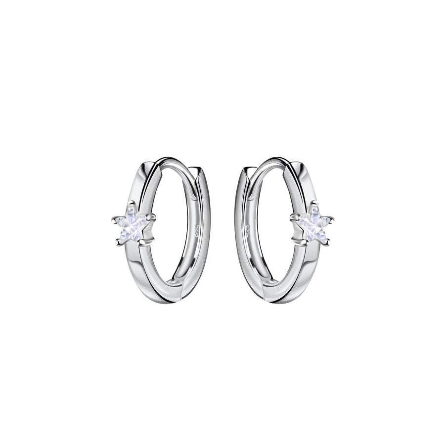 Dew Zirconia Mini Star Hinged Hoop Earrings 56896CZ