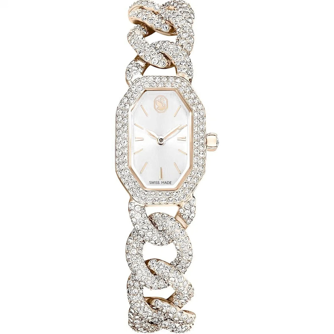 Dextera Swiss Made White Crystal Champagne Gold Tone Finish Watch 5711710