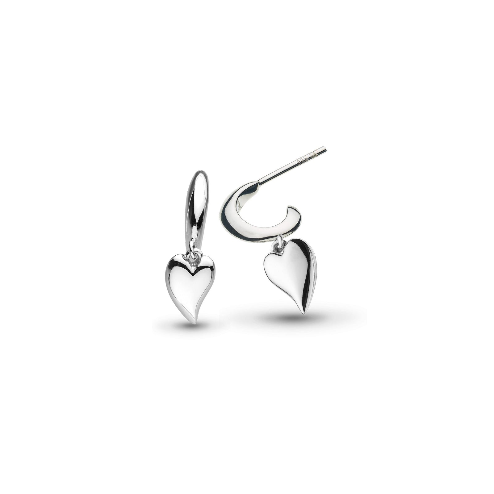 Kit Heath Desire Kiss Rhodium Plated Mini Heart Semi Hoop Stud Drop Earrings 60BKRP