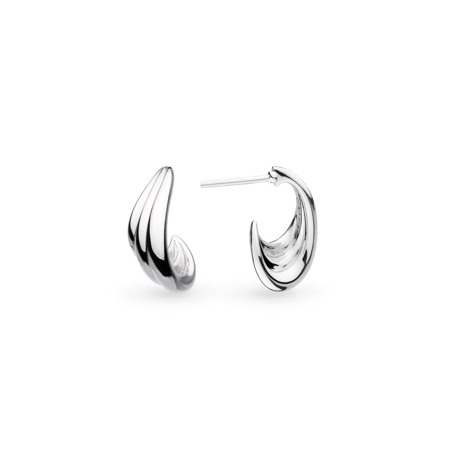Kit Heath Océane Shell Wave Rhodium Plated Semi Hoop Stud Earrings 61211RP