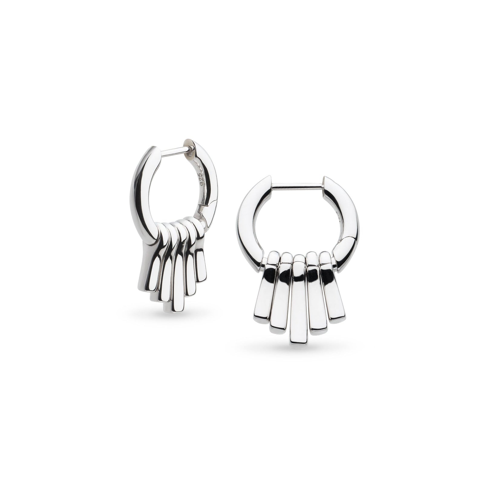 Kit Heath Array Rhodium Plated Dangle Hinged Hoop Drop Earrings 61891RP