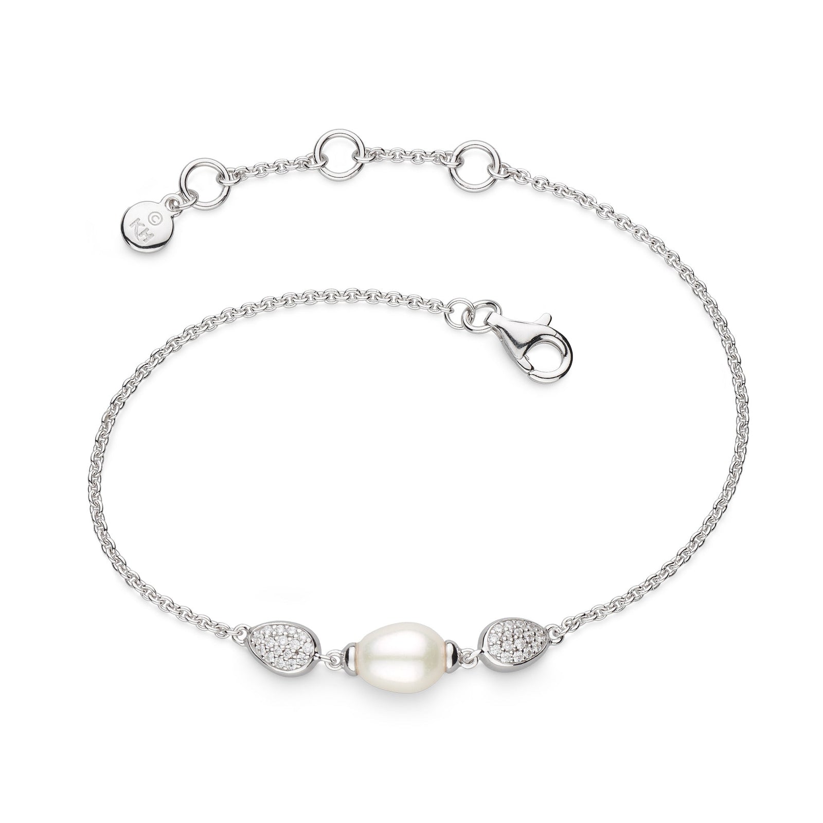 Kit Heath Coast Pebble Glisten Pavé Zirconia Rhodium Plated 7.5" Bracelet 70182FPC