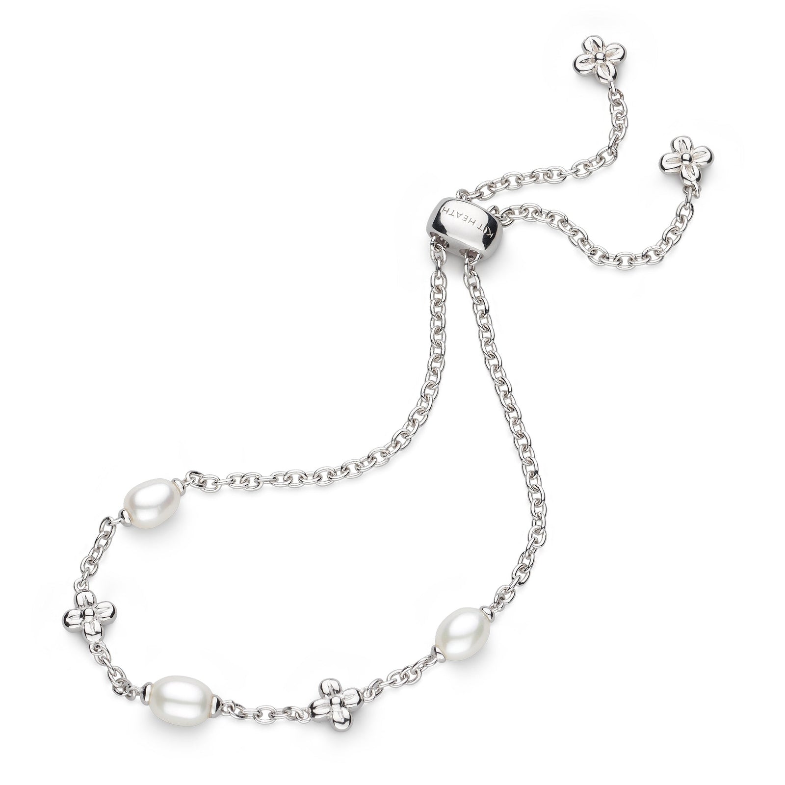 Kit Heath Blossom Flyte Honey Flower Zirconia Rhodium Plated Toggle Bracelet 70335FPC