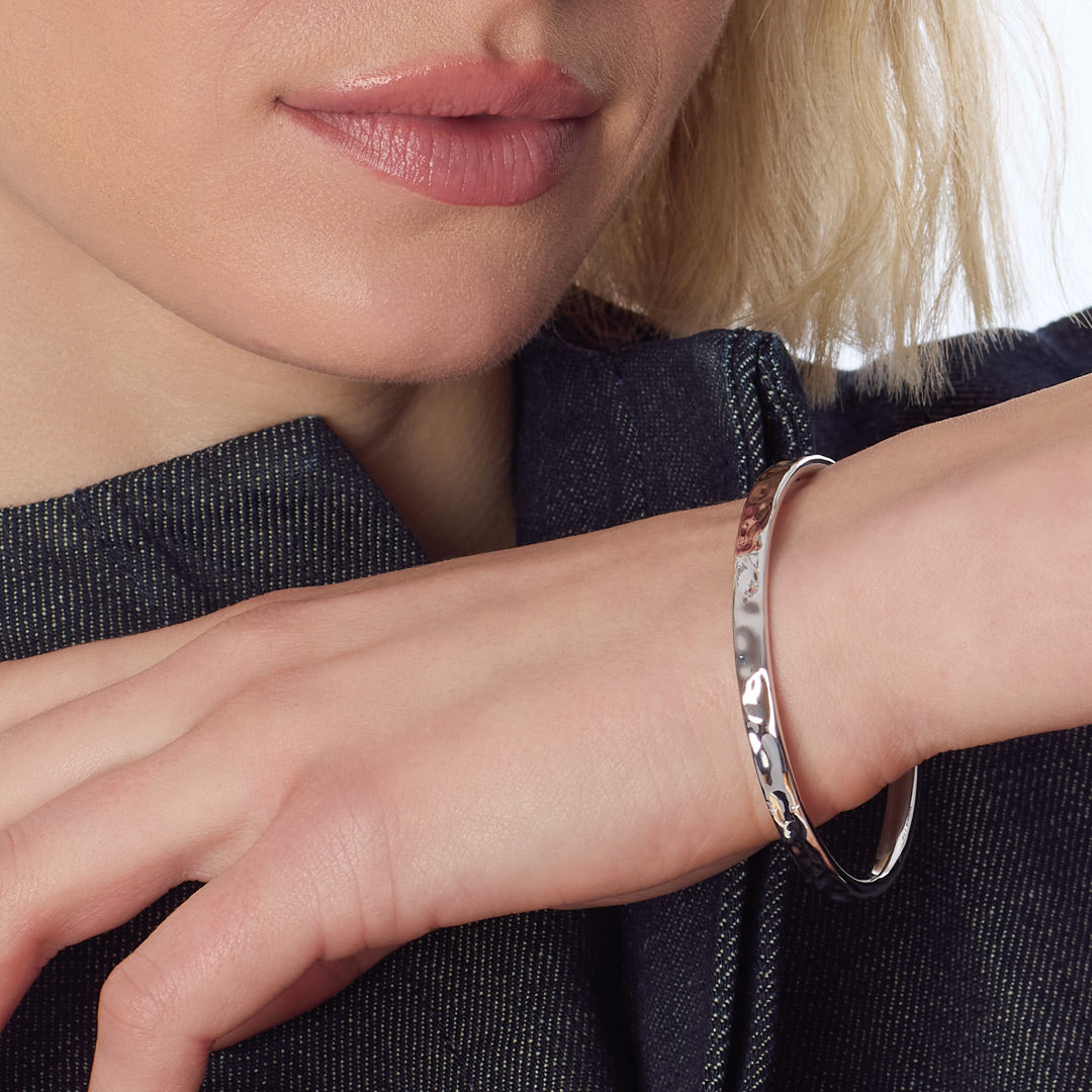Kit Heath Mirage Reflect Rhodium Plated M/L Hinged Bangle 71224RPML