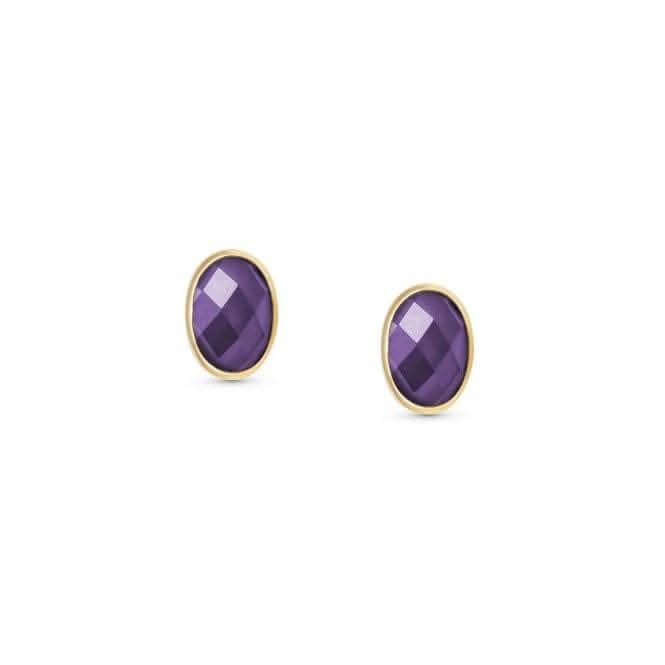 750 Gold Oval Zircons Purple Earrings 027841/001