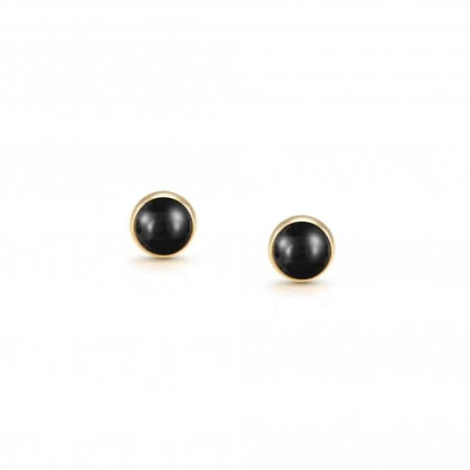 750 Gold Round Stones Black Agate Earrings 027842/002