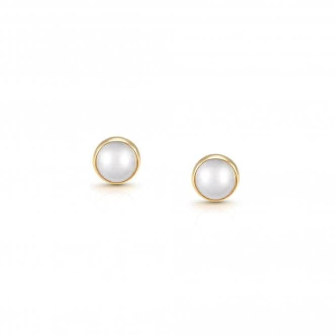 750 Gold Round Stones White Pearl Earrings 027842/007