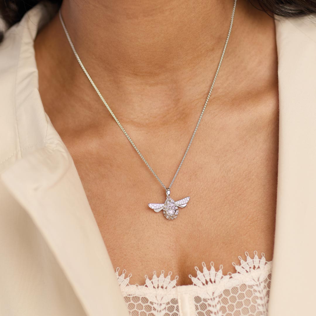 Kit Heath Blossom Flyte Queen Bee Glitz Zirconia Rhodium 20 Necklace 90336CZ