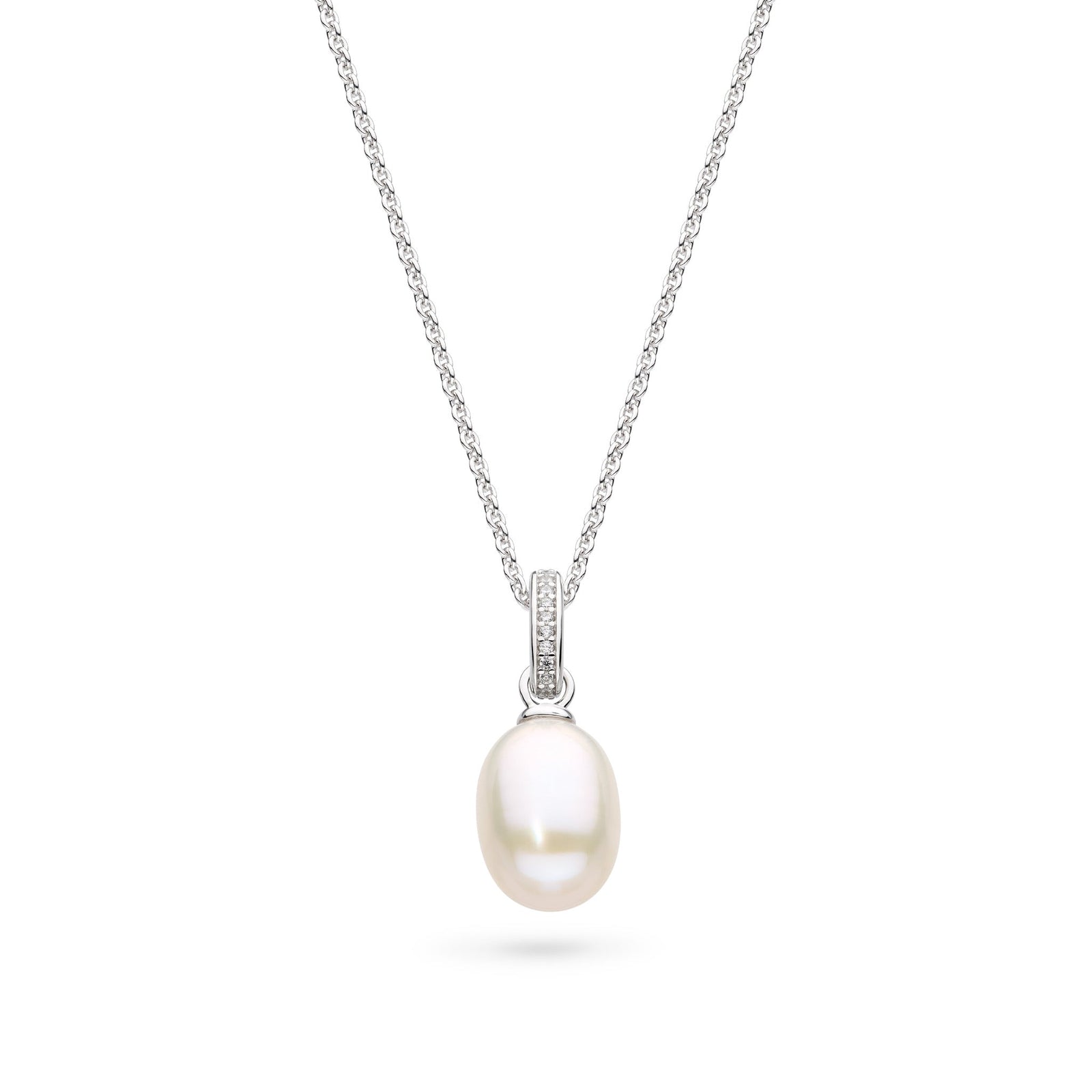 Kit Heath Revival Classic Pearl Glitz Zirconia Rhodium Plated 18? Necklace 90429FPC