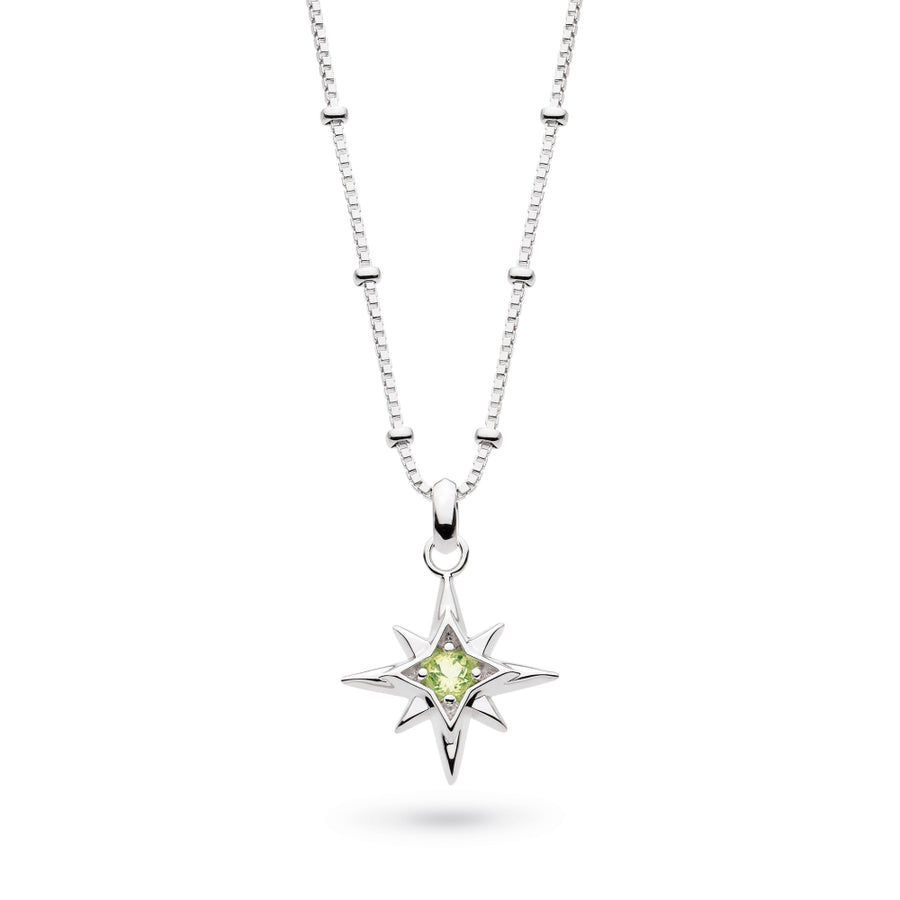 Kit Heath Céleste August Aurora Birthstone Peridot Rhodium Plated Ball Chain 18" Necklace 90459PD
