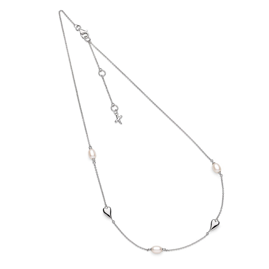 Kit Heath Desire Kiss Pearl Rhodium Plated 18" Station Necklace 90515FP