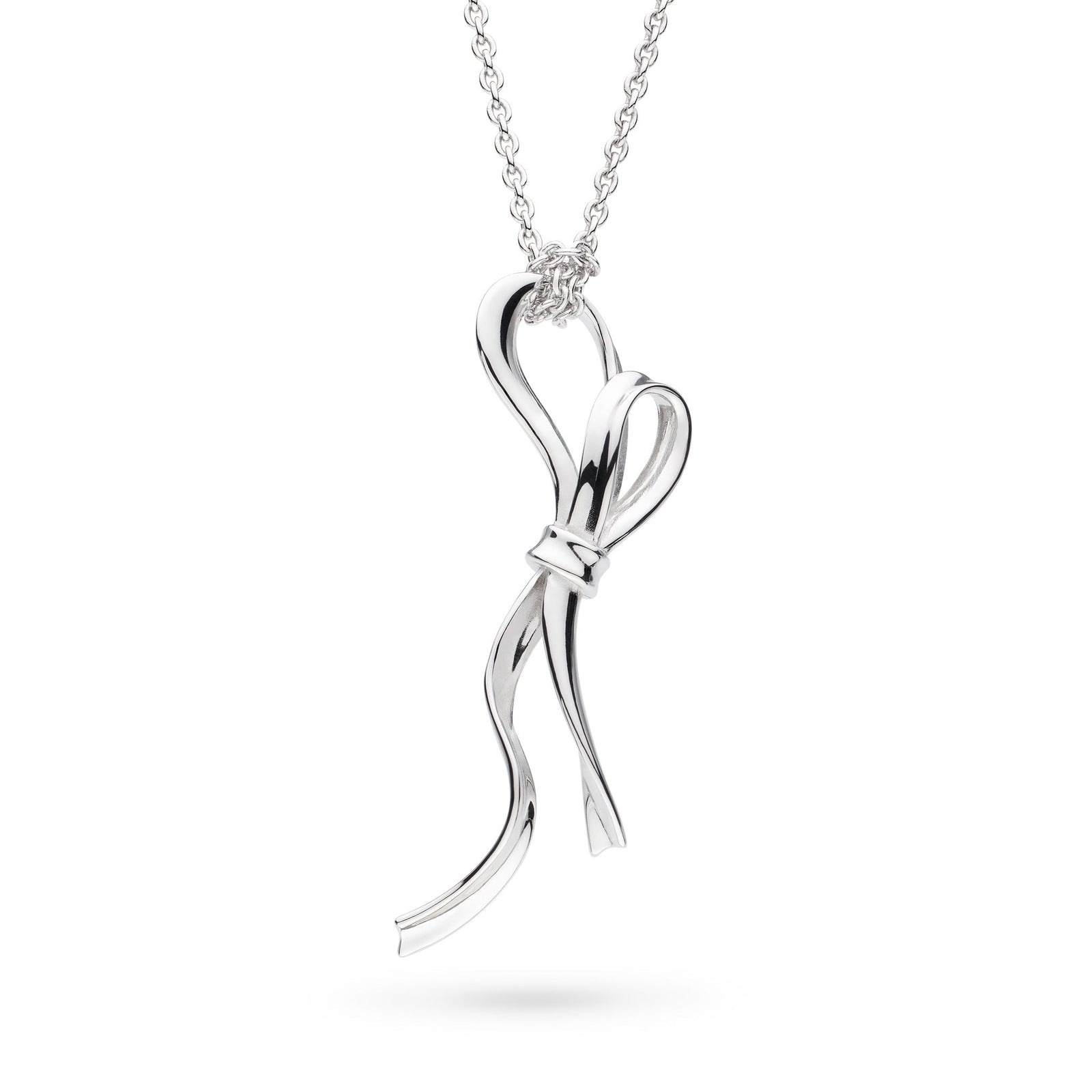 Kit Heath Serenity Ribbon Bow Loop Rhodium Plated 18" Necklace 91189RP