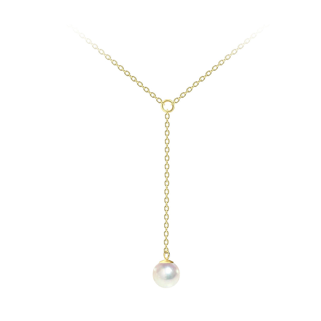 Dew 6mm Shell Pearl Gold Plated Lariat 18" Necklace 93104GSH