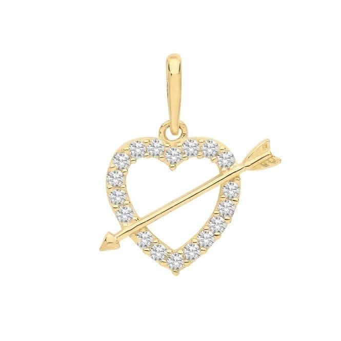 9C Yellow Gold Zirconia Heart & Arrow Charm PN1132Acotis Gold JewelleryPN1132