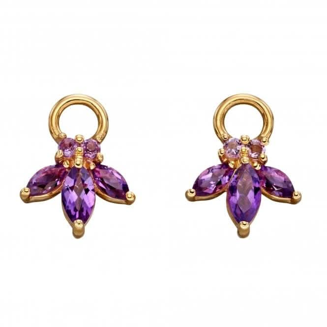 9ct Amethyst Flower Navette Component Yellow Gold Earrings GY013M