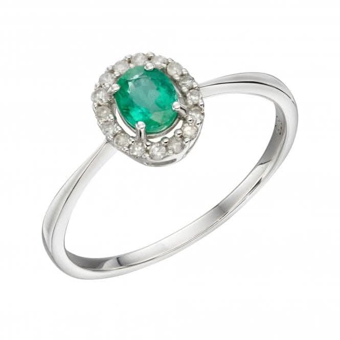 9ct Cluster Emerald White Gold Ring